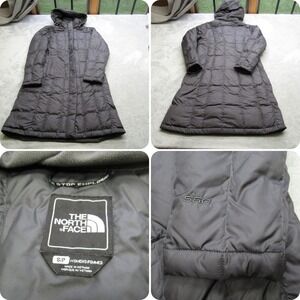 The North Face Down Jacket Womens‎ Small Gray Hooded 550 Fill Parka Coat Puffer